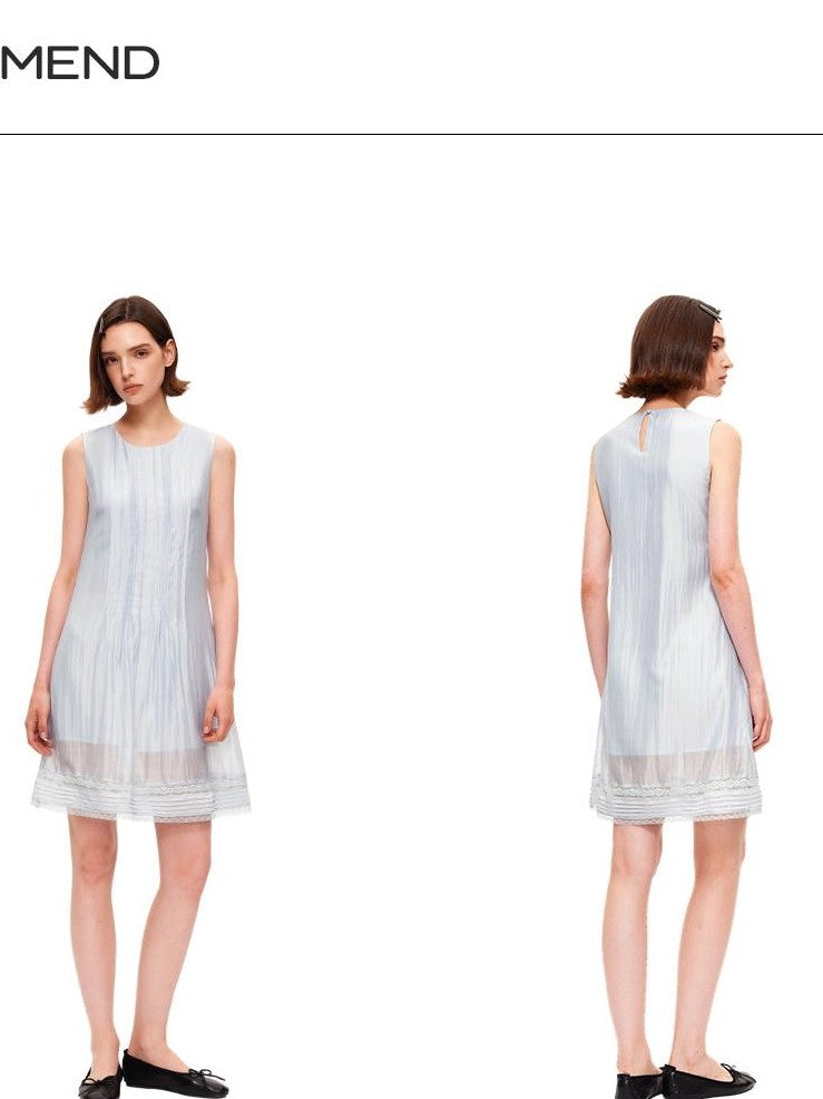 STRIKE A POSE Tuck Pleat Double Layer Aline Sleeveless Women&