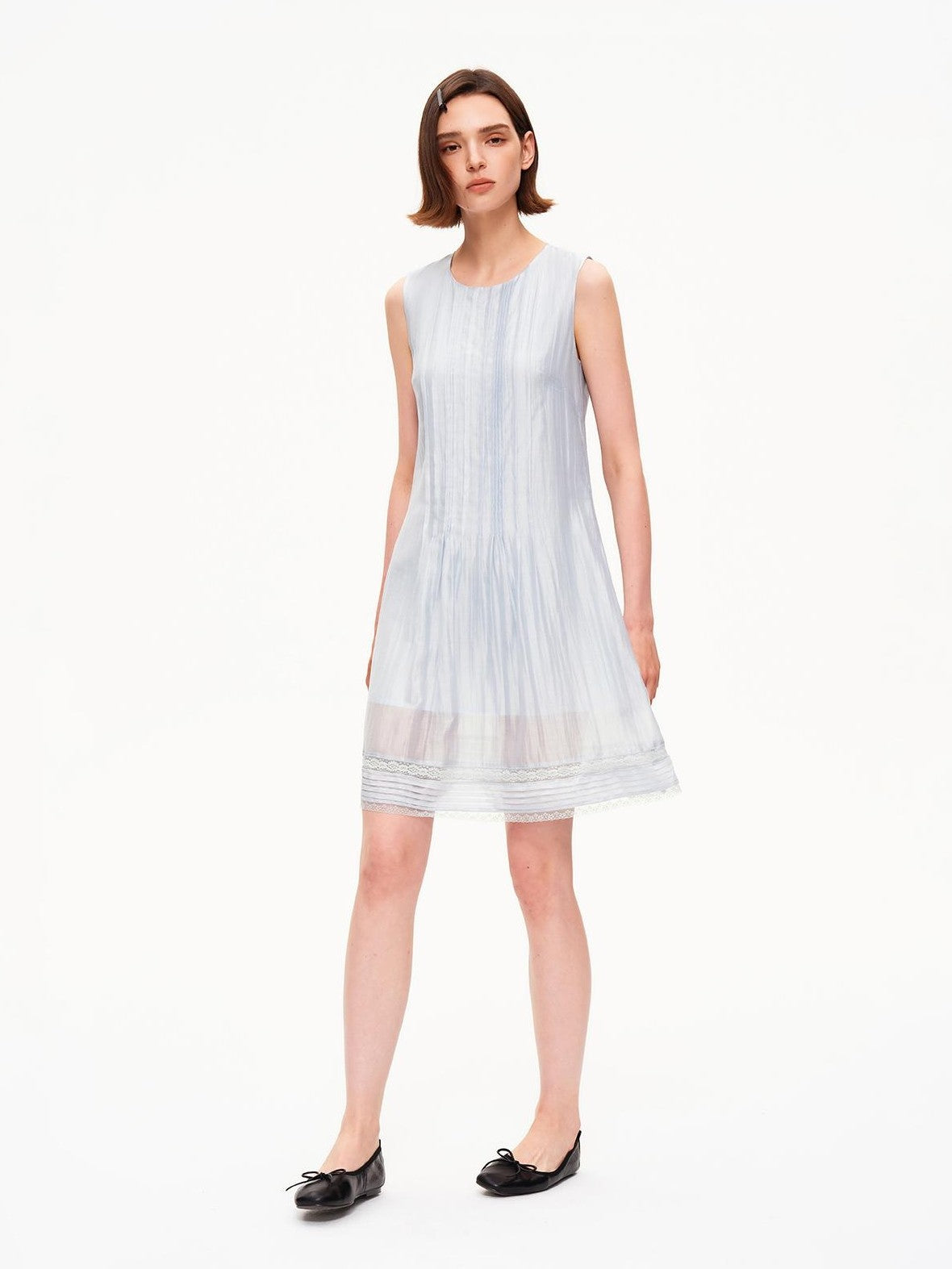 STRIKE A POSE Tuck Pleat Double Layer Aline Sleeveless Women&
