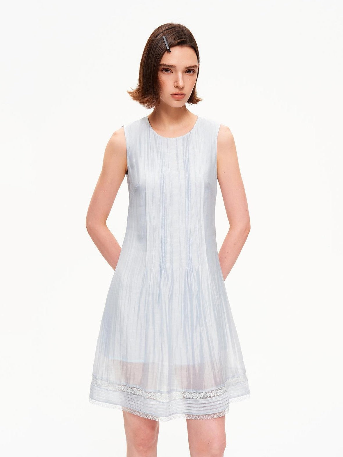 STRIKE A POSE Tuck Pleat Double Layer Aline Sleeveless Women&