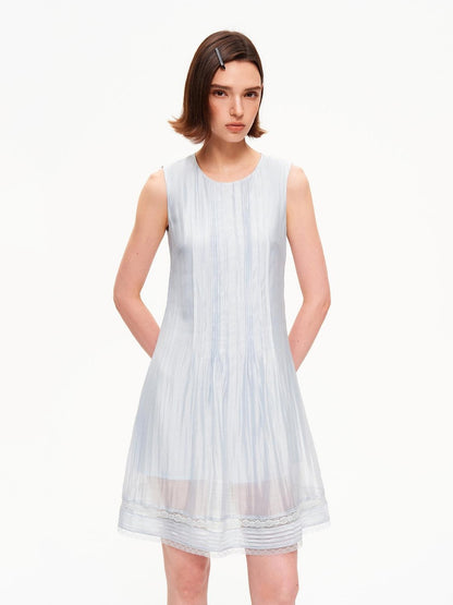 STRIKE A POSE Tuck Pleat Double Layer Aline Sleeveless Women&