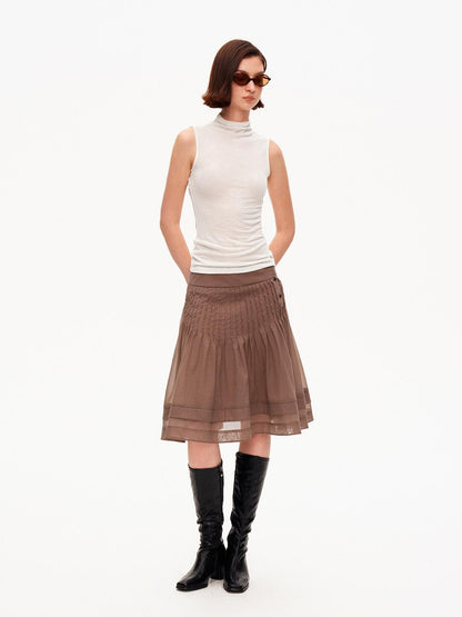 STRIKE A POSE Tuck Pleat Low Waist Zipper Women&