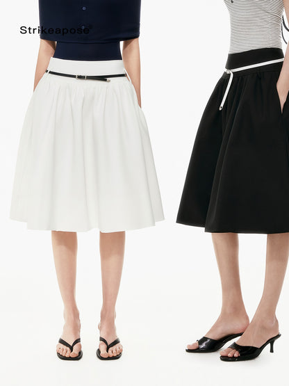STRIKE A POSE Two Tone Structured High Waist Pleated Belted Women&