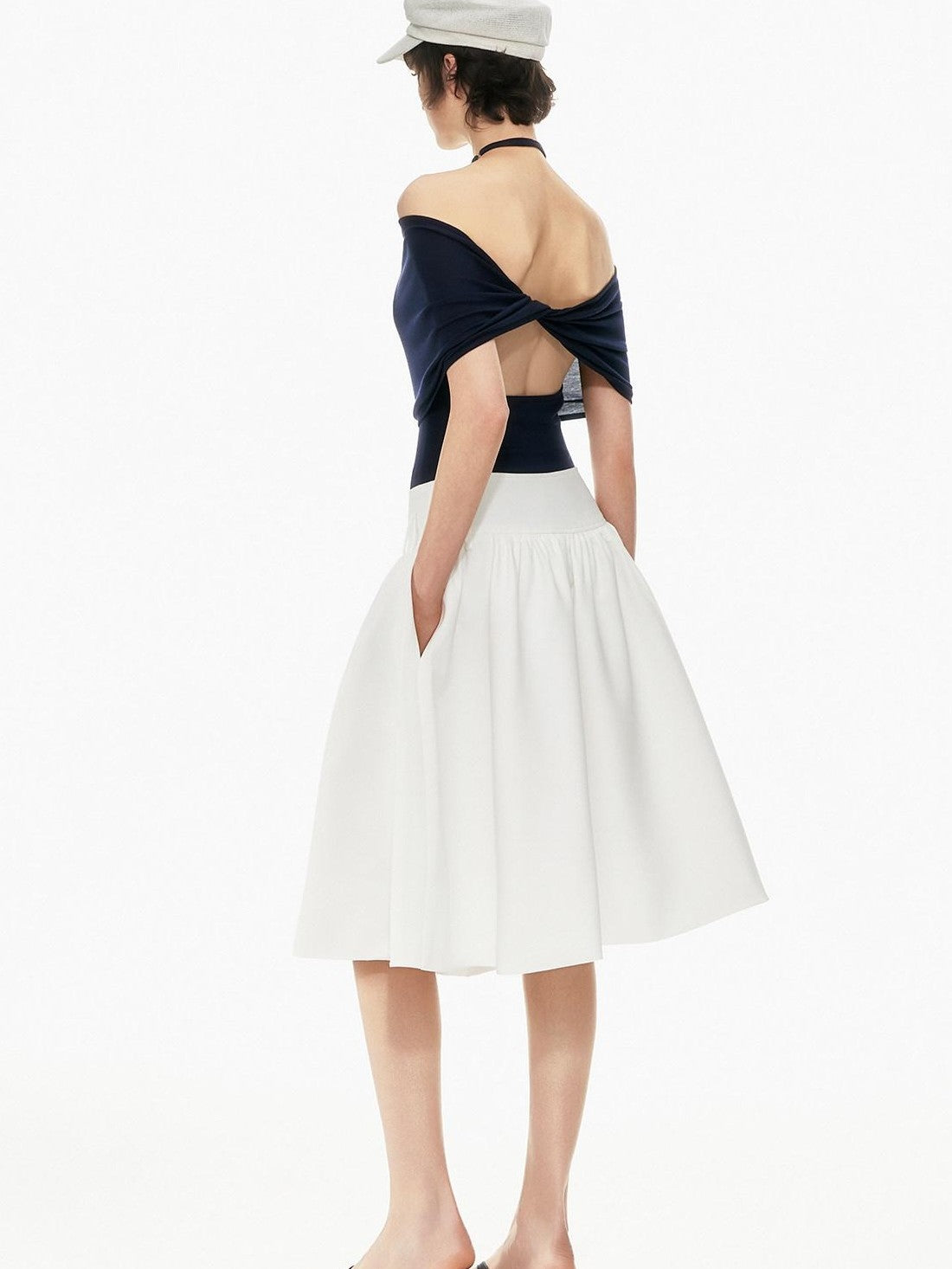 STRIKE A POSE Two Tone Structured High Waist Pleated Belted Women&