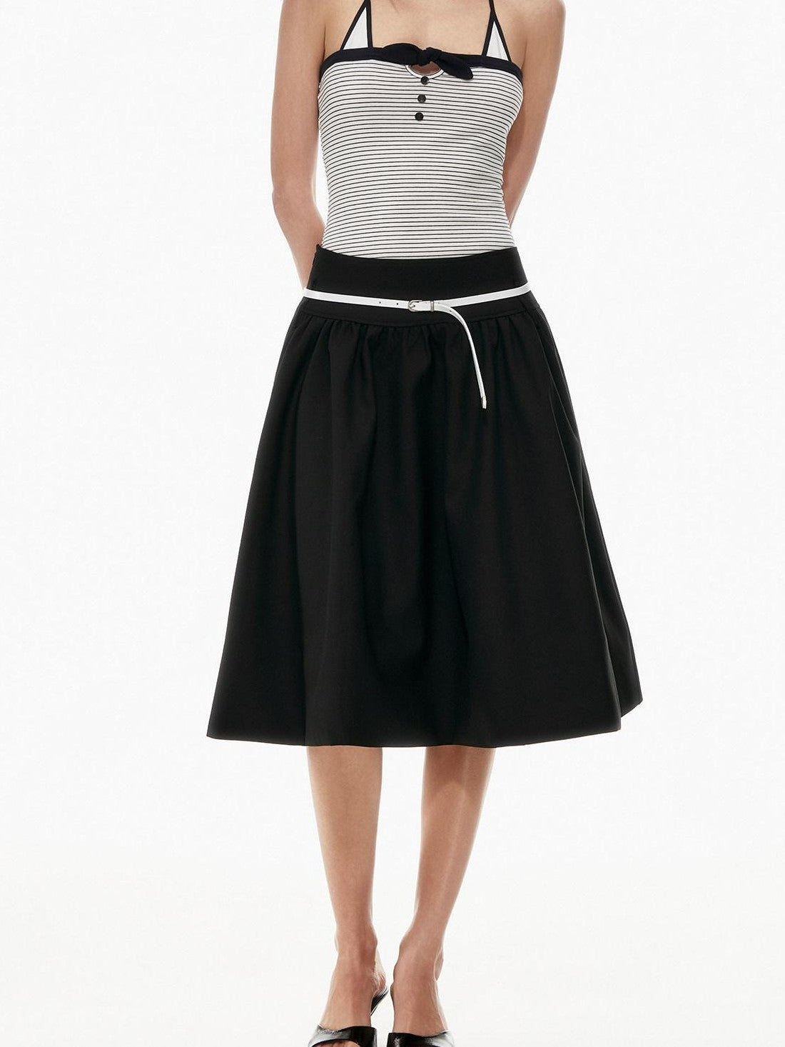 STRIKE A POSE Two Tone Structured High Waist Pleated Belted Women&