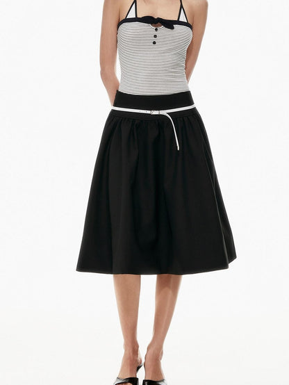 STRIKE A POSE Two Tone Structured High Waist Pleated Belted Women&
