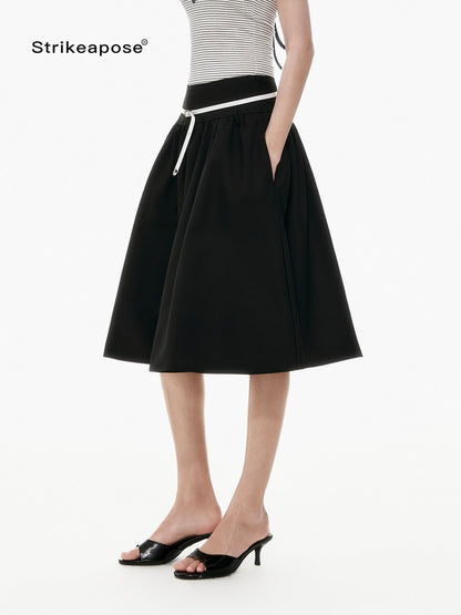 STRIKE A POSE Two Tone Structured High Waist Pleated Belted Women&
