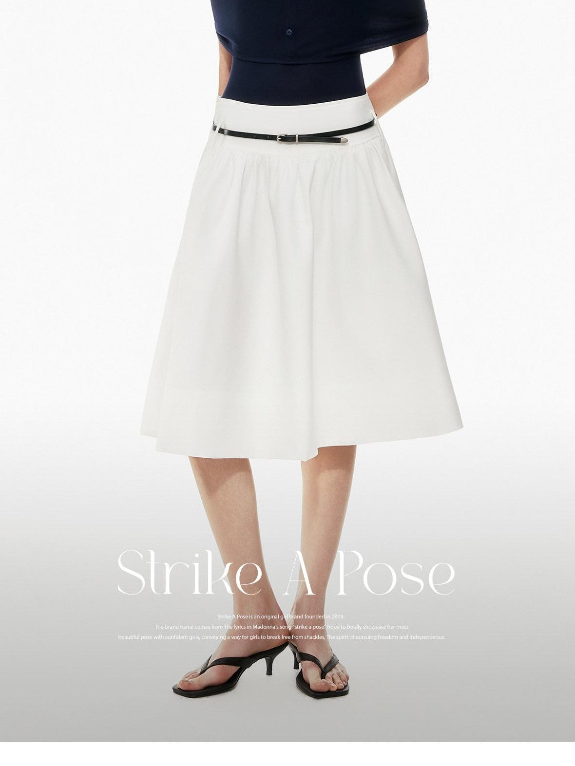 STRIKE A POSE Two Tone Structured High Waist Pleated Belted Women&