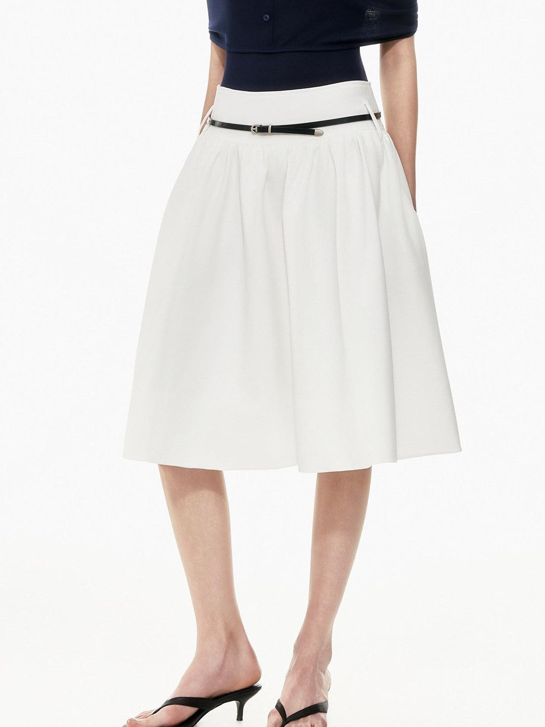 STRIKE A POSE Two Tone Structured High Waist Pleated Belted Women&