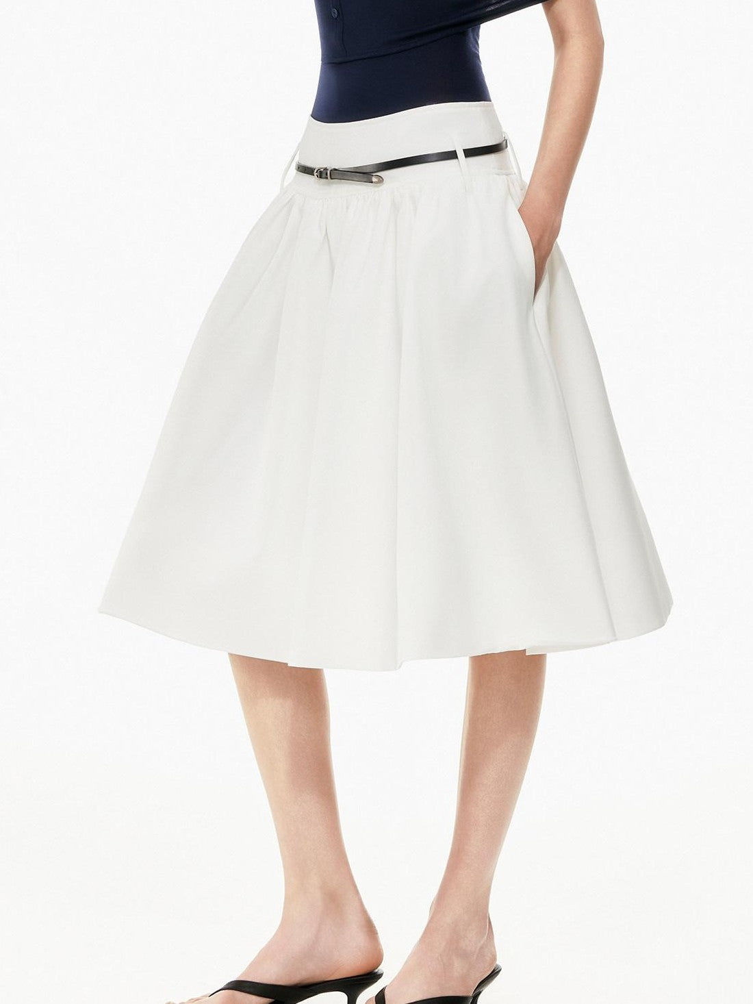 STRIKE A POSE Two Tone Structured High Waist Pleated Belted Women&