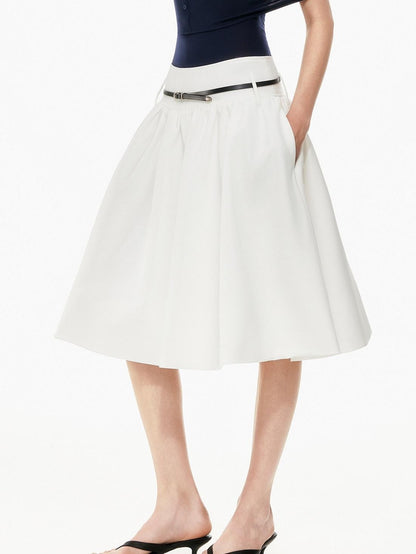 STRIKE A POSE Two Tone Structured High Waist Pleated Belted Women&