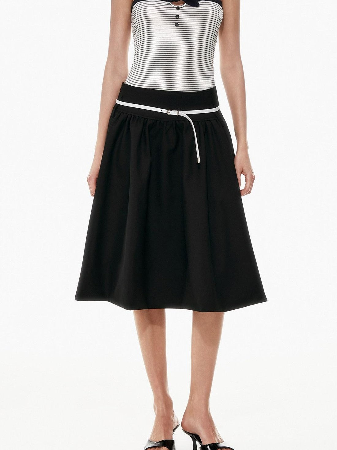STRIKE A POSE Two Tone Structured High Waist Pleated Belted Women&