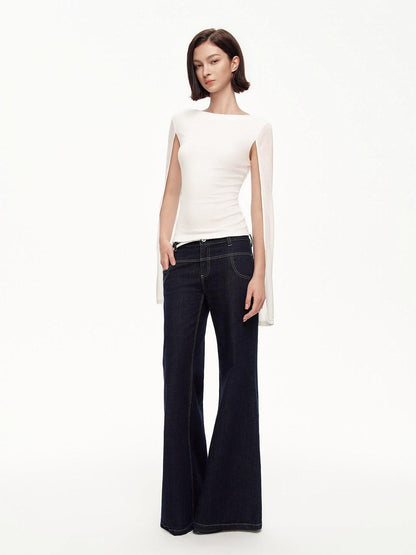 STRIKE A POSE Two Way V-neck Side Slit Mesh Sleeve Women&