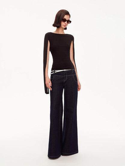 STRIKE A POSE Two Way V-neck Side Slit Mesh Sleeve Women&