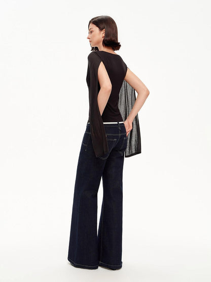 STRIKE A POSE Two Way V-neck Side Slit Mesh Sleeve Women&