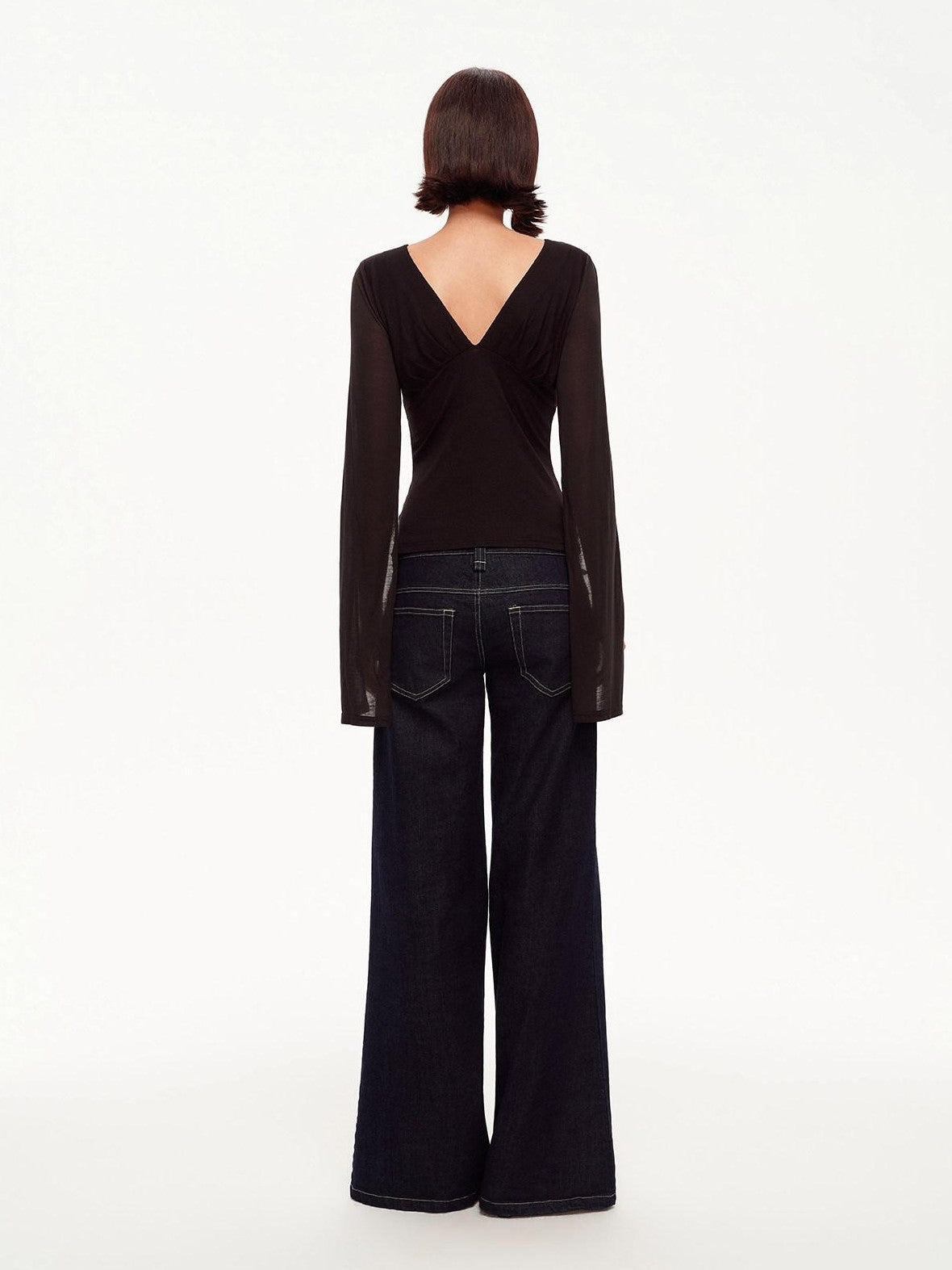 STRIKE A POSE Two Way V-neck Side Slit Mesh Sleeve Women&