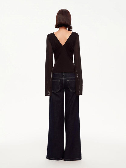 STRIKE A POSE Two Way V-neck Side Slit Mesh Sleeve Women&