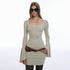 STRIKE_A_POSE_U_Neck_Bell_Sleeve_Slim_Knit_Women&