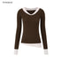 STRIKE_A_POSE_V-neck_Color_Block_Faux_Two_Piece_Women&