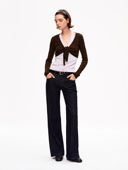 STRIKE A POSE V-neck Colorblock Two Piece Cardigan Knit Shawl Women&