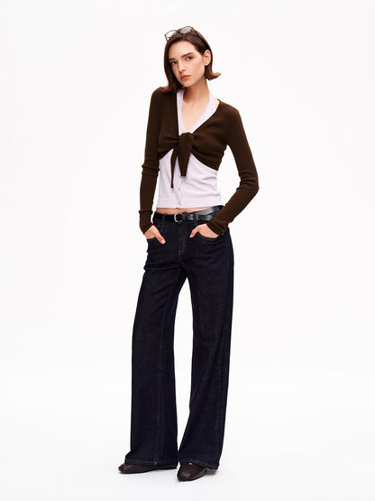STRIKE A POSE V-neck Colorblock Two Piece Cardigan Knit Shawl Women&