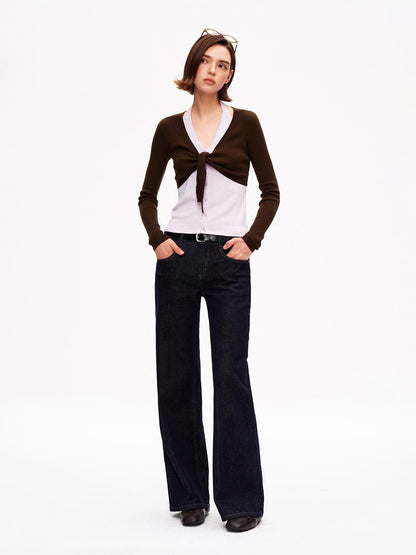 STRIKE A POSE V-neck Colorblock Two Piece Cardigan Knit Shawl Women&