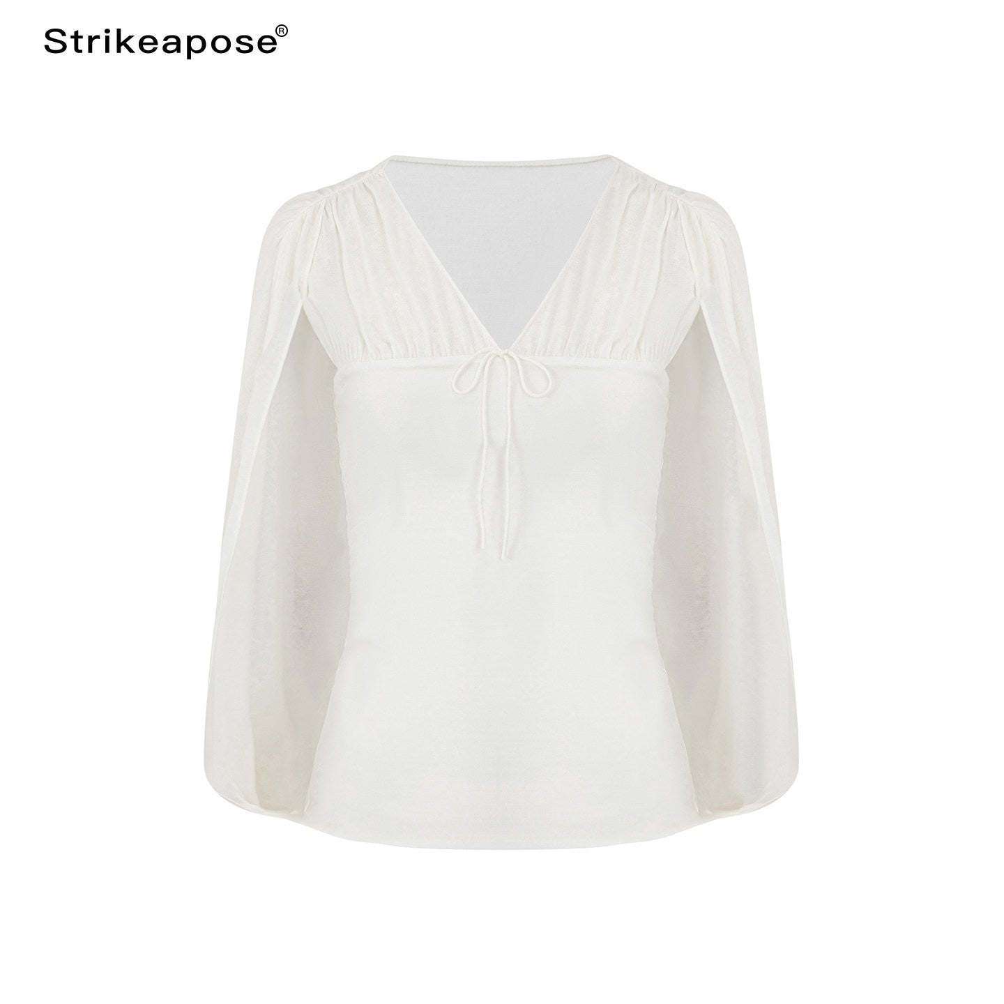 STRIKE_A_POSE_V-neck_Tie_Cape_Batwing_Waist_Cinch_Women&