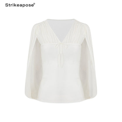 STRIKE_A_POSE_V-neck_Tie_Cape_Batwing_Waist_Cinch_Women&