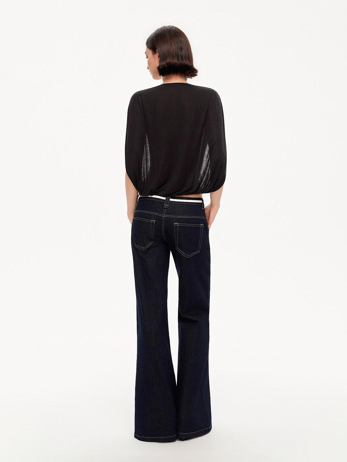 STRIKE A POSE V-neck Tie Cape Batwing Waist Cinch Women&