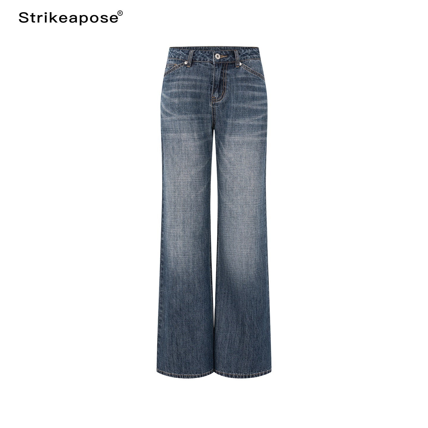 STRIKE_A_POSE_Vintage_Blue_Gray_Washed_Low_Rise_Microstretch_Flare_Women&