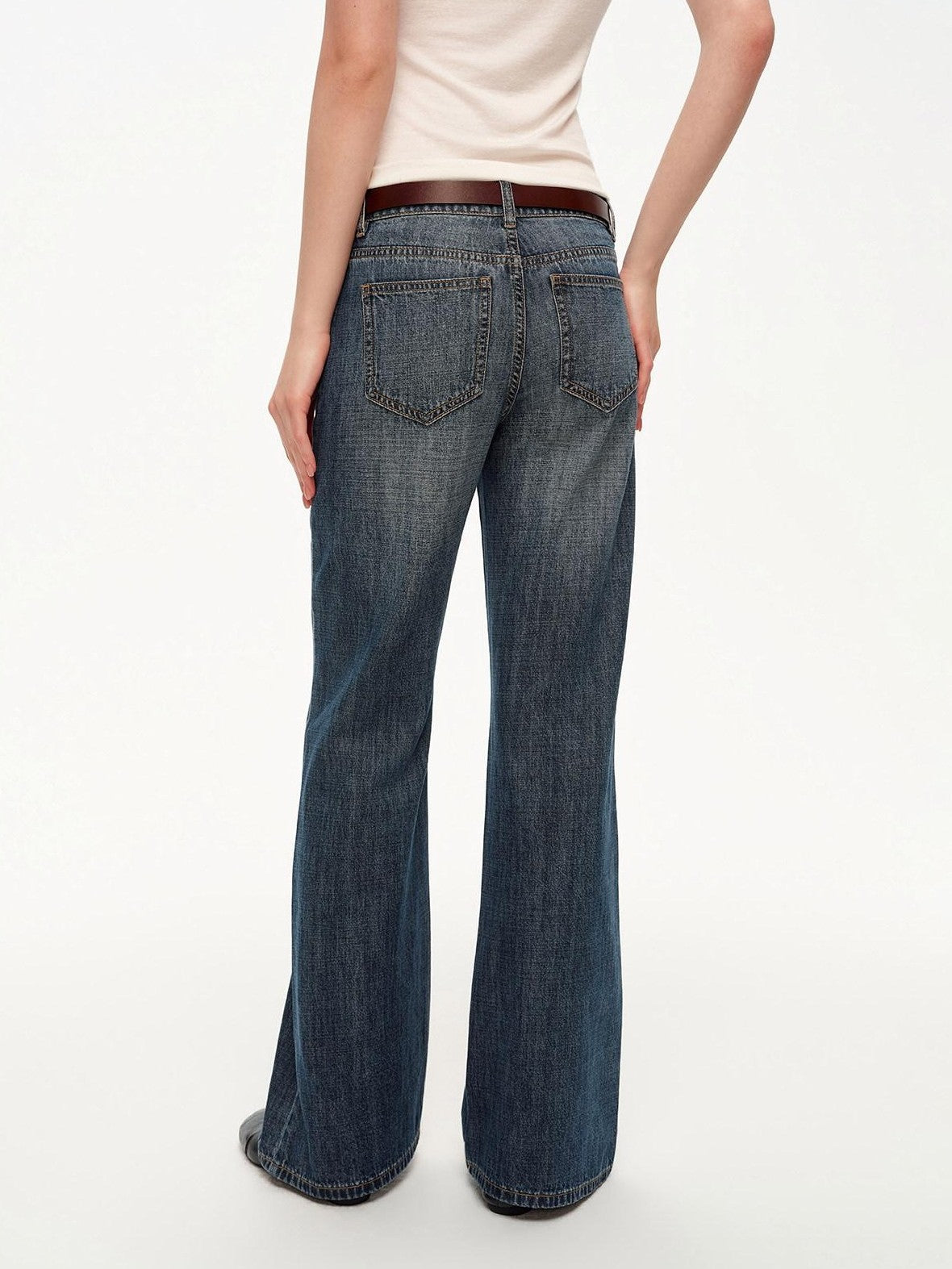 STRIKE A POSE Vintage Blue Gray Washed Low Rise Microstretch Flare Women&