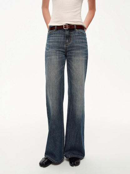 STRIKE A POSE Vintage Blue Gray Washed Low Rise Microstretch Flare Women&
