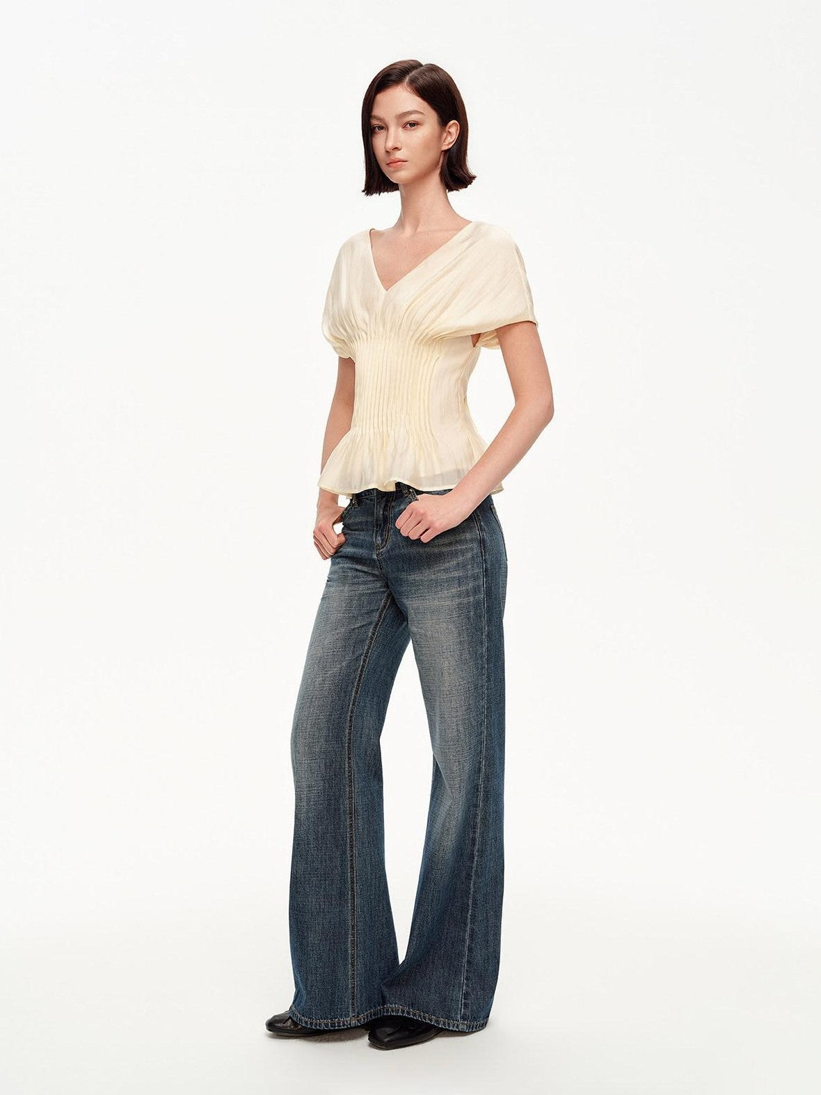STRIKE A POSE Vintage Blue Gray Washed Low Rise Microstretch Flare Women&