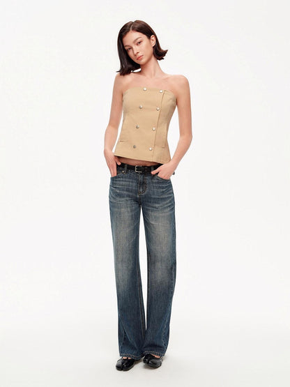 STRIKE A POSE Vintage Blue Gray Washed Low Rise Microstretch Flare Women&
