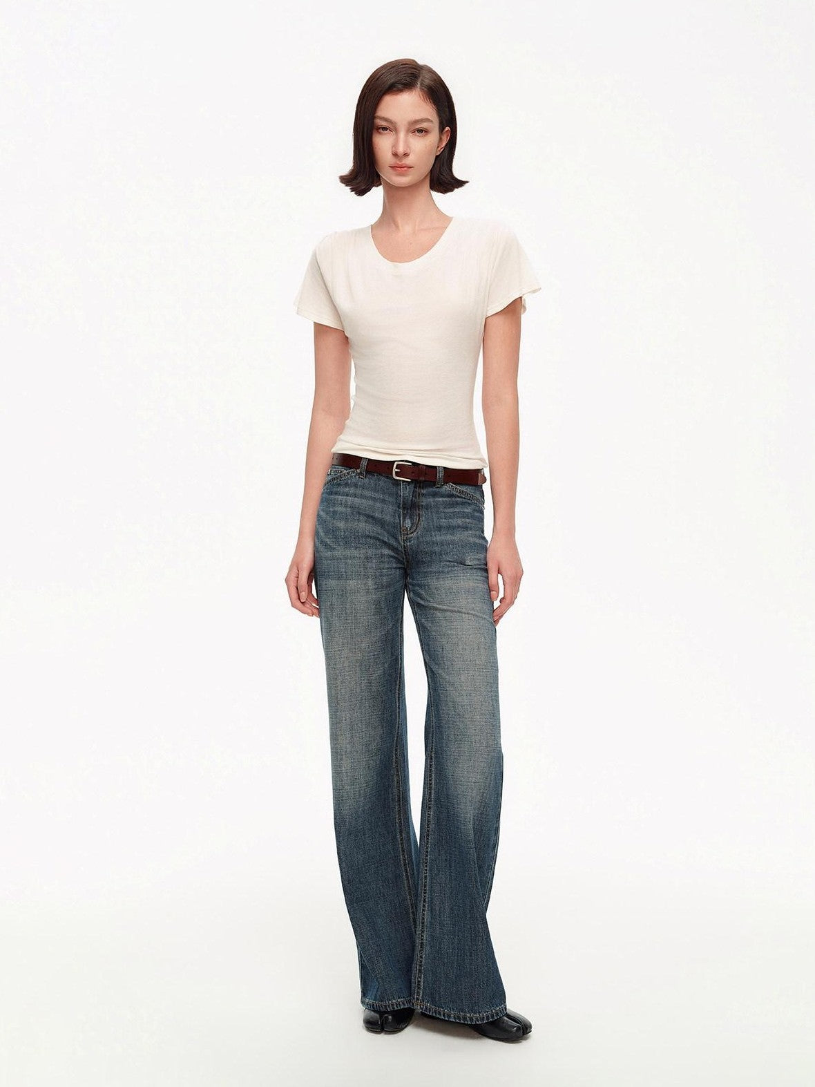 STRIKE A POSE Vintage Blue Gray Washed Low Rise Microstretch Flare Women&