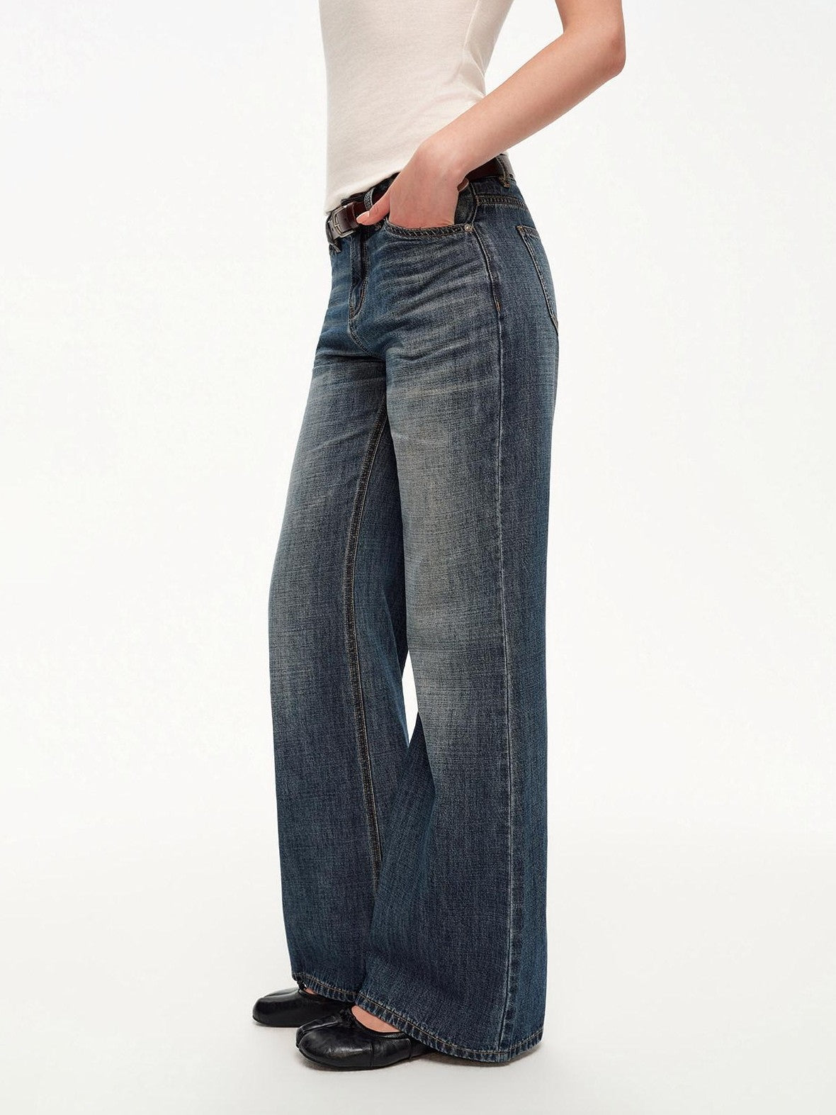 STRIKE A POSE Vintage Blue Gray Washed Low Rise Microstretch Flare Women&