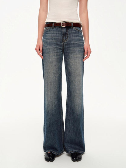 STRIKE A POSE Vintage Blue Gray Washed Low Rise Microstretch Flare Women&