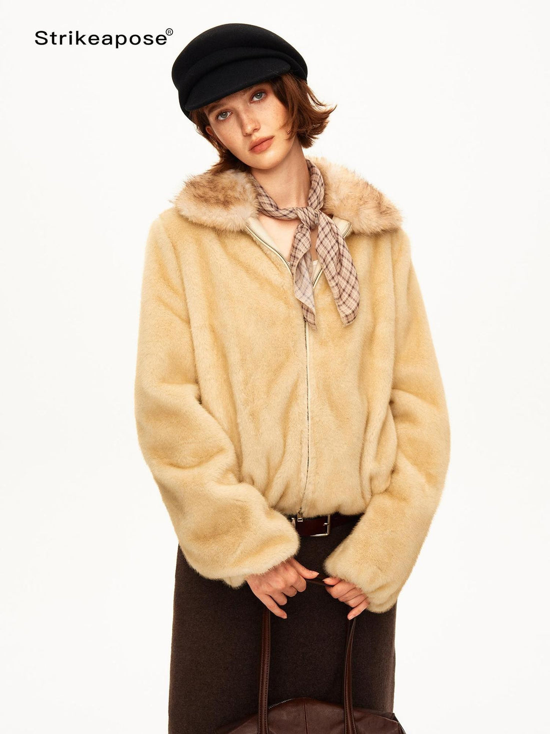 STRIKE A POSE Vintage Color Block Lapel Long Sleeve Women&