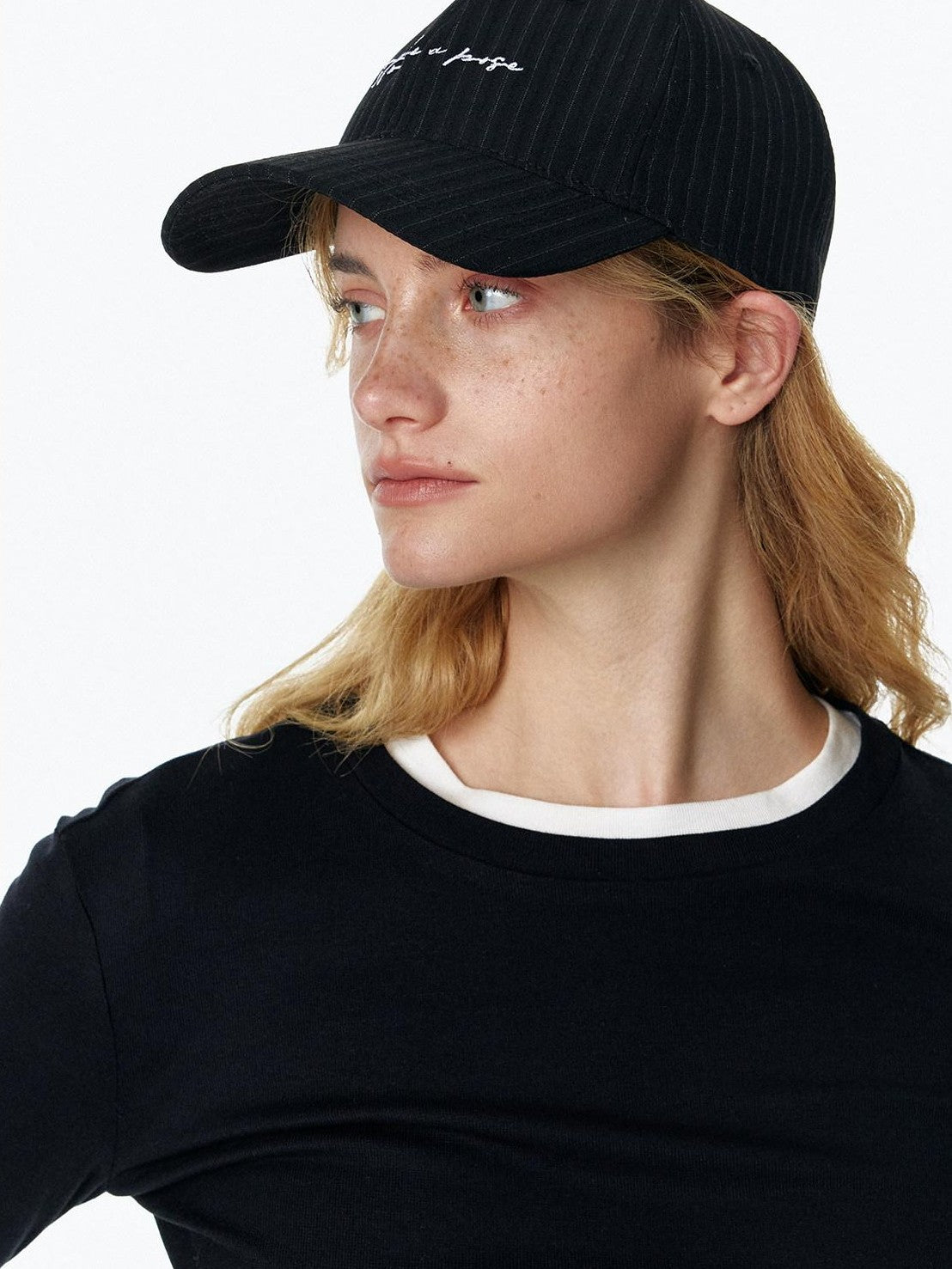 STRIKE A POSE Vintage Distressed Striped Letter Embroidery Women&