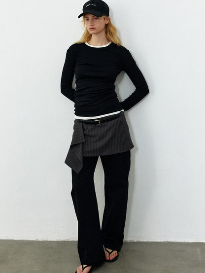 STRIKE A POSE Vintage Distressed Striped Letter Embroidery Women&