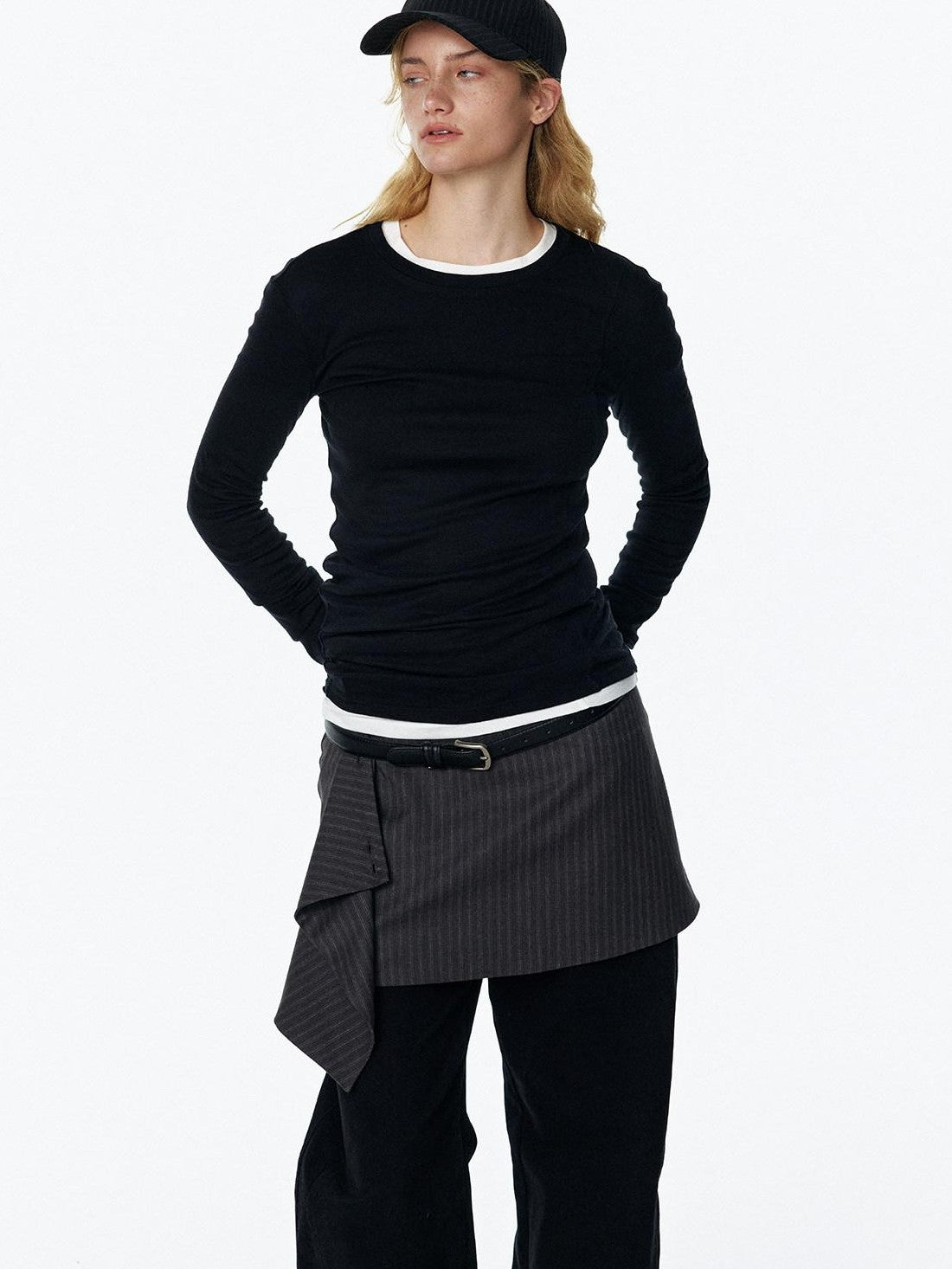 STRIKE A POSE Vintage Distressed Striped Letter Embroidery Women&
