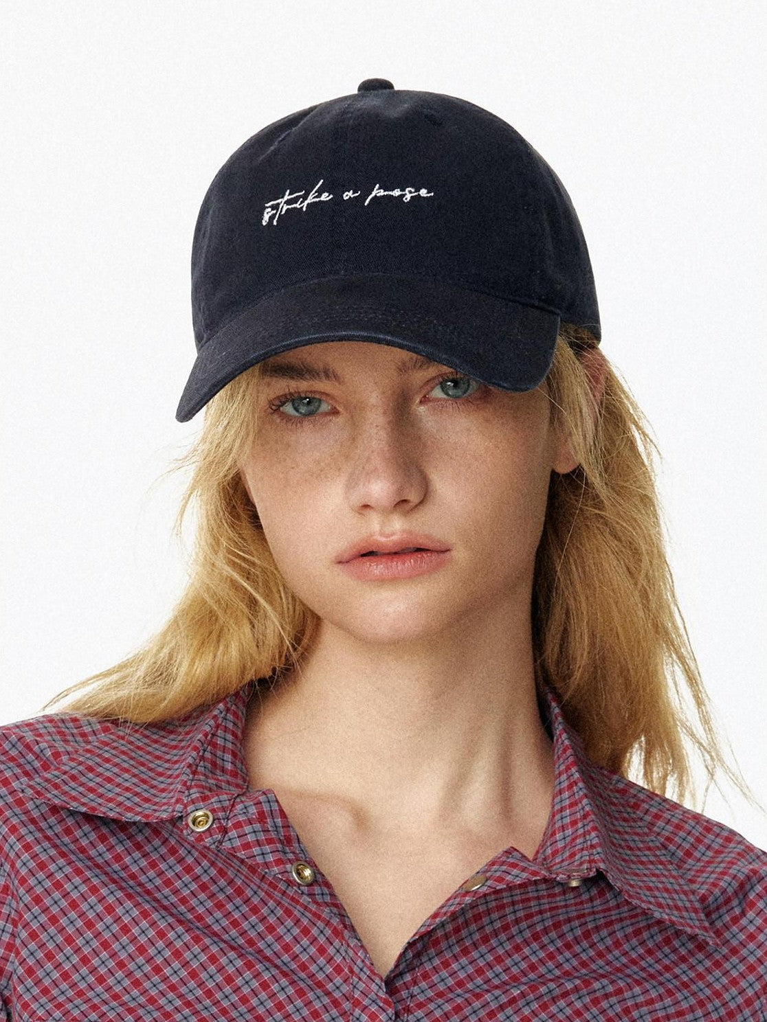 STRIKE A POSE Vintage Distressed Striped Letter Embroidery Women&