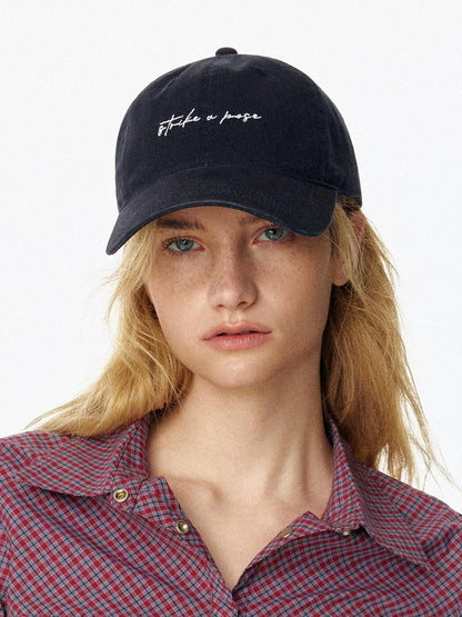 STRIKE A POSE Vintage Distressed Striped Letter Embroidery Women&