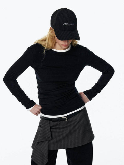 STRIKE A POSE Vintage Distressed Striped Letter Embroidery Women&