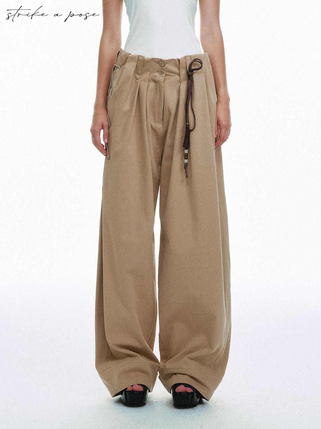 STRIKE A POSE Vintage High Waist Drawstring Pleated Women&