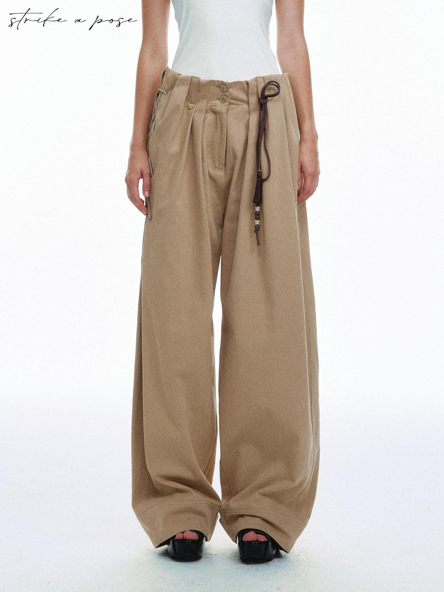 STRIKE A POSE Vintage High Waist Drawstring Pleated Women&