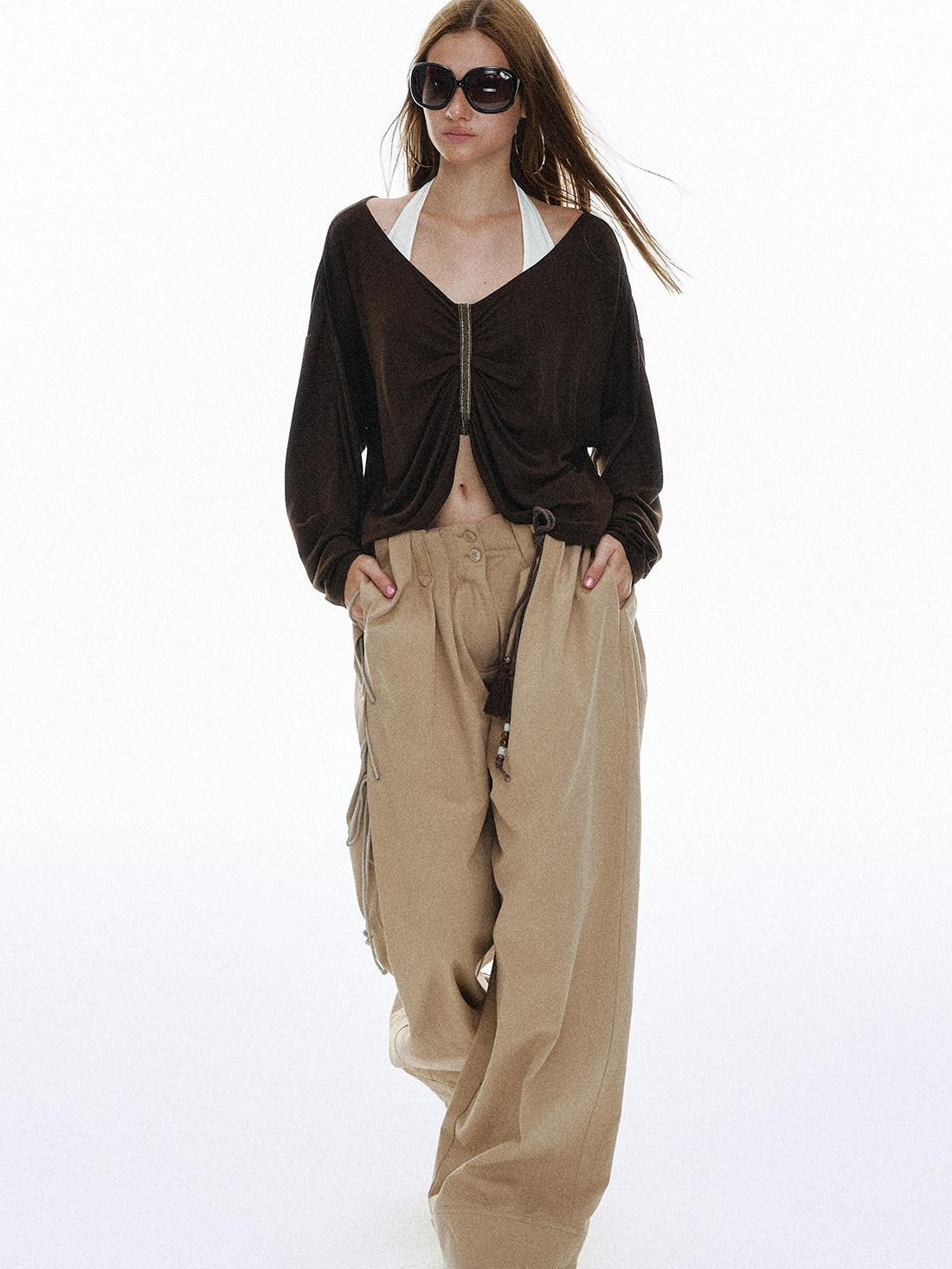 STRIKE A POSE Vintage High Waist Drawstring Pleated Women&