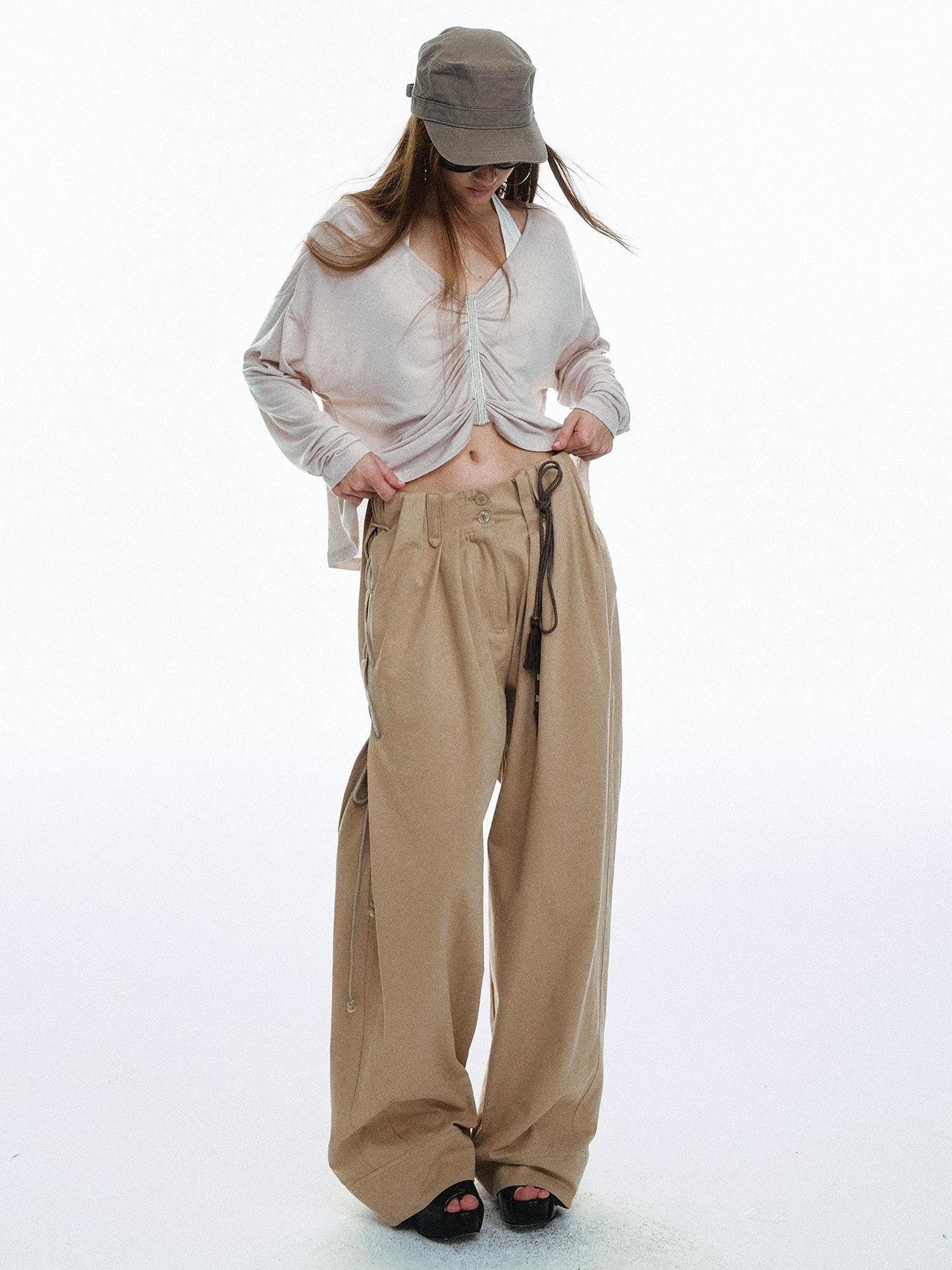 STRIKE A POSE Vintage High Waist Drawstring Pleated Women&