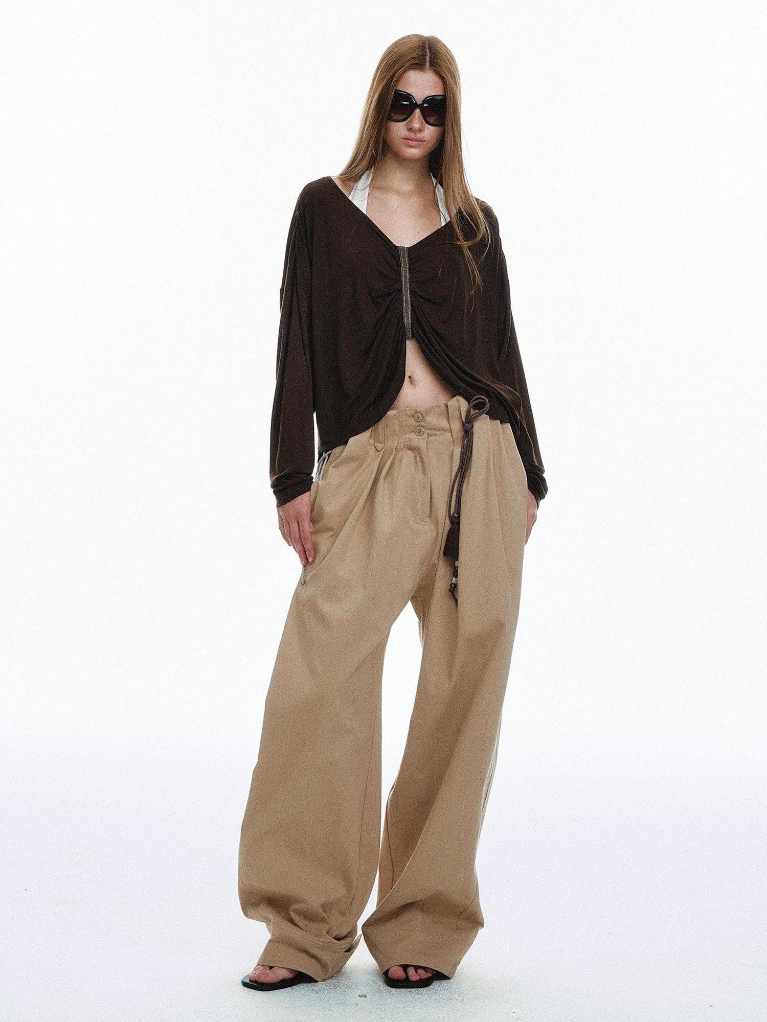 STRIKE A POSE Vintage High Waist Drawstring Pleated Women&