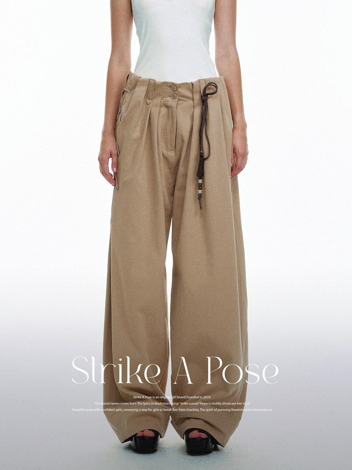 STRIKE A POSE Vintage High Waist Drawstring Pleated Women&