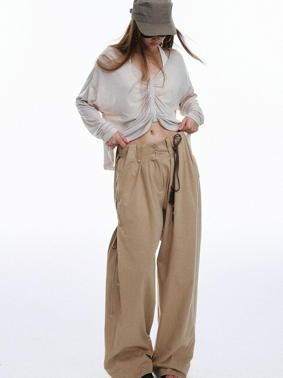 STRIKE A POSE Vintage High Waist Drawstring Pleated Women&